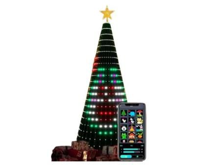 Luces de estrellas para árbol de Navidad, luz navideña RGB inteligente con temporizador remoto, sincronización de música, iluminación navideña controlada por aplicación Bluetooth