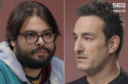 Brays Efe y Miki Esparbé durante el capítulo de 'La cena de los idiotés'