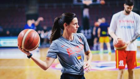 Lorena Torres, en un entrenamiento con la selección española