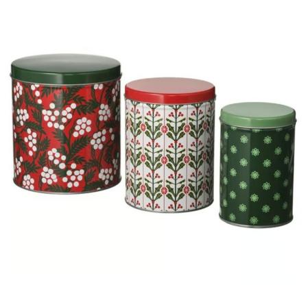 VINTERFINT Latas con tapa, juego de 3 botes, medidas variadas/colores variados