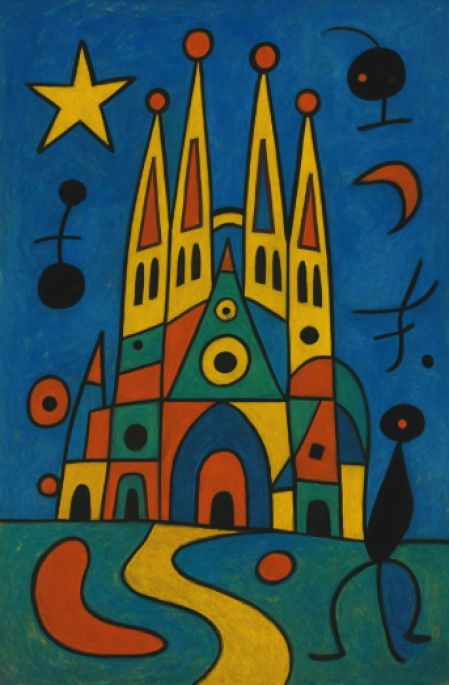 La Sagrada Familia según dictamina la IA que la hubiera pintado Miró.