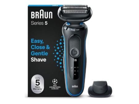 Braun Series 5 Afeitadora Eléctrica Hombre, Máquina de Afeitar Barba con Recortadora De Precisión EasyClick, EasyClean, en Seco y Mojado, Recargable, Inalámbrica, 51-B1200s, Azul