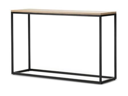 [en.casa] Mesa Consola Mueble de Entrada para Pasillo Recibidor Sala de Espera Metal/Tablero en MDF 80 x 100 x 30 cm - Negro y Efecto Roble
