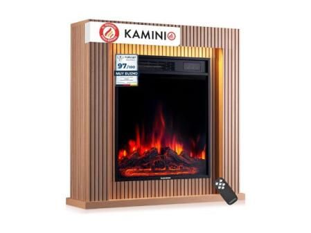 Chimenea eléctrica Matti - Chimenea eléctrica de pie con calefacción, Efecto de Llama 3D, Luz Ambiental LED, Control Remoto - 32 Pulgadas (Panel)