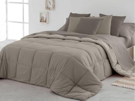 Edredón Nórdico Bicolor Reverisble Cama 150/160 cm Duvet Tacto Pluma Microfibra Cálido Comodo Ligero. Cama Doble. Calidad 400 gr. Beige - Arena 250x260