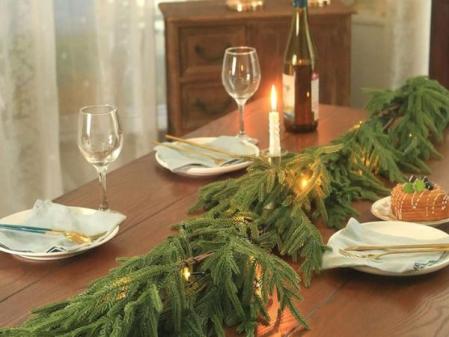 Laelfe 1 Pieza Guirnalda de Navidad Artificial, 183 cm Guirnalda de Pino de Norfolk Verdura Artificial de Toque Real para Decoración Navidad, Chimenea, Mesa, Puerta, Escaleras, Interior y Exterior