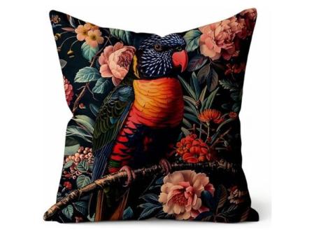 Funda de cojín vintage con diseño de loro