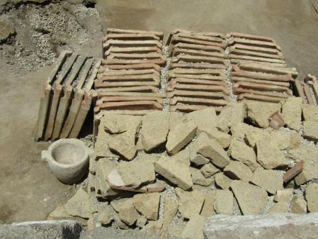 Materiales de construcción descubiertos recientemente en Pompeya