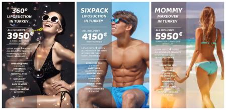 Algunos de los 'packs' promocionales que ofertan webs de cirugía estética en Turquía.