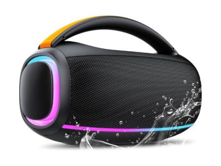 Bluetooth 5.4 Altavoz Bluetooth Potente 80W, Impermeable IPX7 Altavoces Portátil Potente con 8000mAh Batería, Sonido Estéreo, USB/RGB/TWS/AUX/TF, Speaker con 2EQ para Exterior, Negro