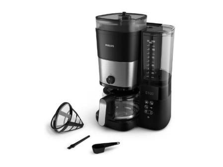 PHILIPS Todo en 1 Cafetera de goteo - molinillo cónico incorporado para granos frescos - preparación en jarra de vidrio de 1,25 L o directamente en taza