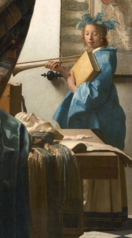 Clío (detalle) por Johannes Vermeer.