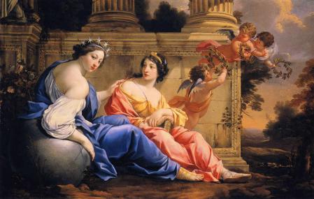 Las musas Urania y Calíope, de Simon Vouet.