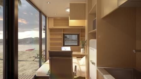 Esta minicasa rodante lo tiene todo para sentirse integrados en el entorno.