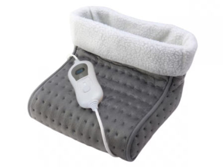 Calientapiés eléctrico de tela suave con interior de lana y mando para regular la temperatura