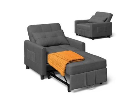 Xbro Sofá Cama Convertible Sillón Cama Plegable 3 en 1 con función de Cama, sofá Cama Ajustable con cojín y Saco, sillón con función de Dormir para apartamento pequeño (Gris Oscuro)