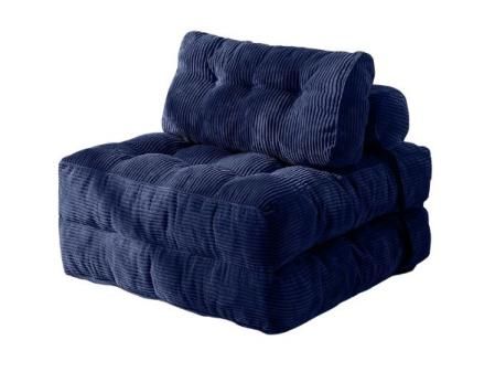 MAXYOYO Sofá cama plegable, sillón cama convertible con cojines, colchón con respaldo, silla-cama portátil, cómodo sofá de suelo tipo salón para sala de estar dormitorio, azul marino