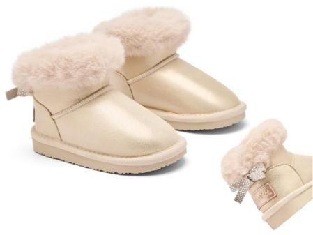 Botín australiano para niña con lazo strass dorado