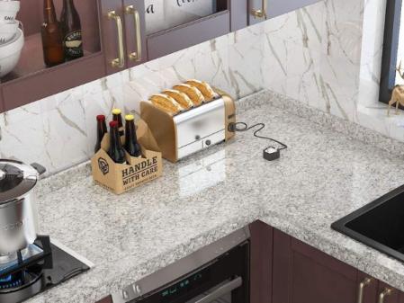 Livelynine Papel de contacto de granito impermeable de granito gris de 5 m x 60 cm de ancho, papel adhesivo impermeable para encimera de cocina, calcomanía de mesa grande