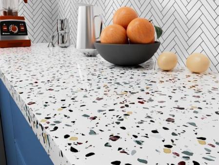 Stickyart Vinilo Adhesivo Muebles Granito Blanco 60 x 400 cm Papel Pintado Dormitorio Marmol Vinilo Encimera Cocina Film Adhesivo Para Encimeras Armarios Fácil Limpiar Cubre Paredes Desmontable