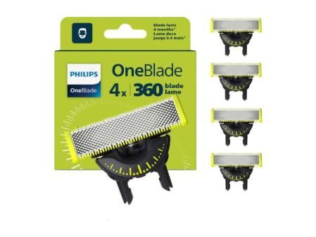 Philips OneBlade Original 360 cuchillas, compatibles con todos los mangos OneBlade y OneBlade Pro, 4 unidades (modelo QP440/50)