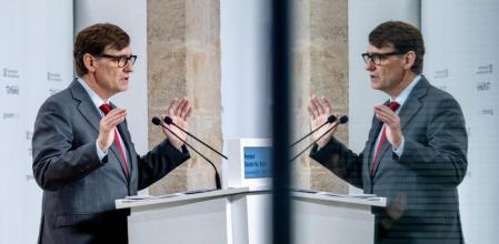Salvador Illa, durante su comparencia en el Palau de la Generalitat (Àlex Garcia)