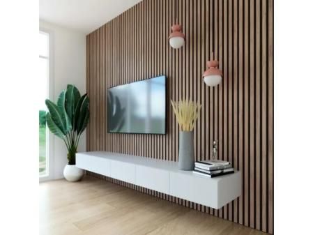 Revestimiento de pared palillería efecto 3D MDF acústico.