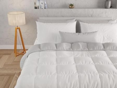PETTI ARTIGIANI ITALIANI - Edredón matrimonial de Invierno, edredón Doble, Color Liso, Doble Cara, Blanco y Gris, 100% Fabricado en Italia