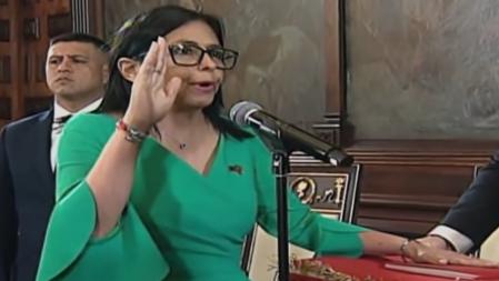 Delcy Rodríguez en el momento de su juramento como presidenta de Venezuela&nbsp;