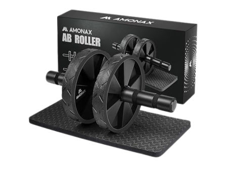 Rodillo abdominal de doble rueda con alfombrilla para entrenar el core en casa
