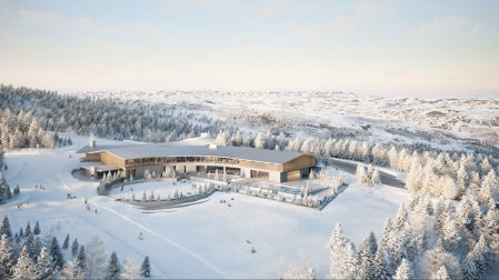 dArlodge, la joya de la corona: este futurista inmueble de estilo suizo y diseño de Hart Howerton, el club social físico de Powder Haven.