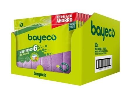 Bayeco - Caja Bayetas 10 Pack 6 uds Microfibra de Limpieza - Multicolor - 30x30 cm Multiusos - Súper Absorbentes