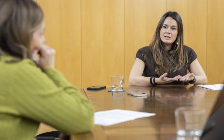 La responsable de la reconstrucción del Gobierno, durante la entrevista