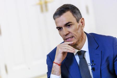 Pedro Sánchez durante la entrevista con 'Guyana Guardian', el viernes pasado en la Moncloa