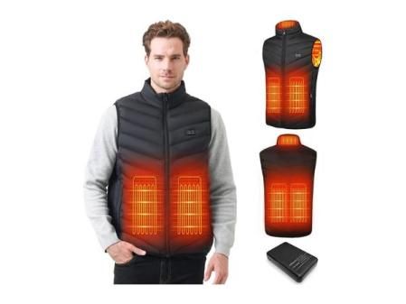 Mincoo Chaleco Calefactable Hombre con Batería De 10000 mAh, 3 Temperaturas, 5 Zonas de Calentamiento, Chaqueta Calefactable con Carga USB, para Esquí, Motociclismo, Senderismo y Pesca