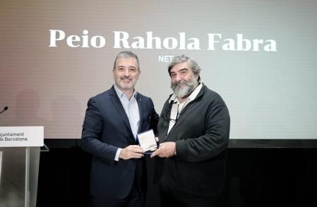Collboni, en diciembre del 2019, con el nieto de Pompeu Fabra