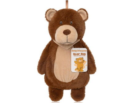 Bolsa de agua caliente infantil con funda de peluche en forma de oso marrón