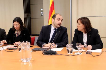 Los consellers Parlon, Dalmau i Paneque, durante una reunión de crisis