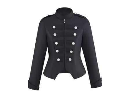 Chaqueta estilo steampunk con doble botonadura para mujer, estilo militar, casual, con cremallera, estilo vintage