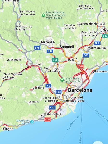 Tráfico muy denso para acceder a Barcelona