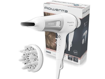 Secador de pelo Rowenta de color blanco con difusor incluido