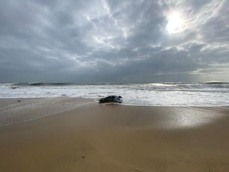 Efectos del temporal en la playa de Vilassar de Mar.