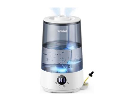 Homvana Humidificador Bebes Mocos y Tos, 3.6L Cool Mist 16dB Silencioso (SilentSpray), Top-Fill 34 Horas de Funcionamiento, con Bandeja de Aroma, BPA Free Bebés y Plantas, 7 Color Light, Sleep Mode