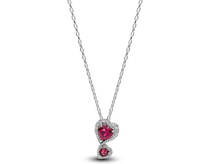 Collar de Pandora en plata con colgante de corazón rosa y circonitas