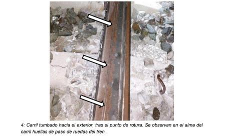 Imagen del estado de la vía en Aldamuz tras el accidente