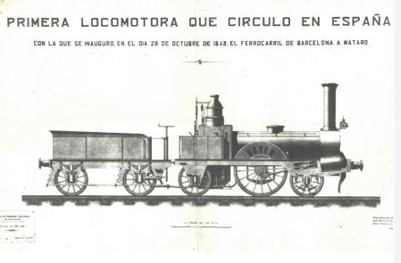 Alzado de la locomotora 'Mataró', que junto a las 'Cataluña', 'Barcelona' y 'Besós' formaron el primer parque de la línea