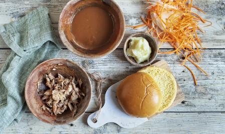 Ingredientes para preparar pulled conejo 