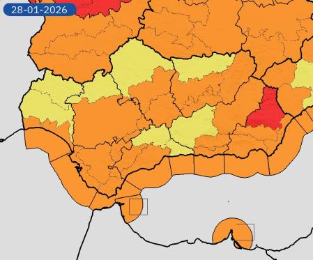 Imagen de los avisos que la Aemet mantiene activos durante la jornada de hoy miércoles en la región.