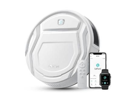 LEFANT Robot Aspirador, Succión 2200 Pa, Autonomía 120 min, 6 Modos de Limpieza, Wi-Fi/App/Alexa, Aspirador Robot para Pelos de Mascotas, Cabello y Suelos, M210 Pro Blanco con Remoto