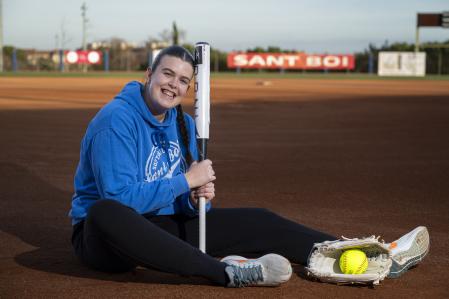 Andrea Izquierdo, en el anillo del estadio de Sant Boi